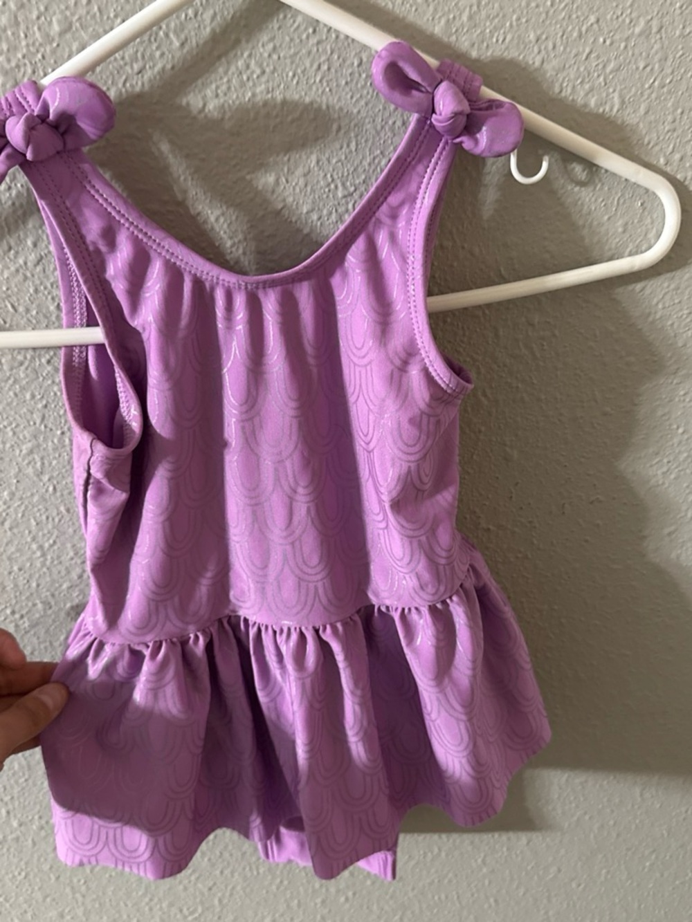 Cat & Jack Lavender Peplum One-Piece Swimsuit with Shoulder Bows